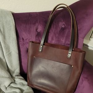 Portland leather goods medium tote merlot